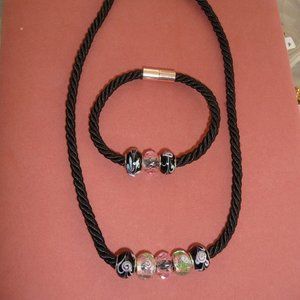 Handmade one-of-a-kind cord necklace & bracelet